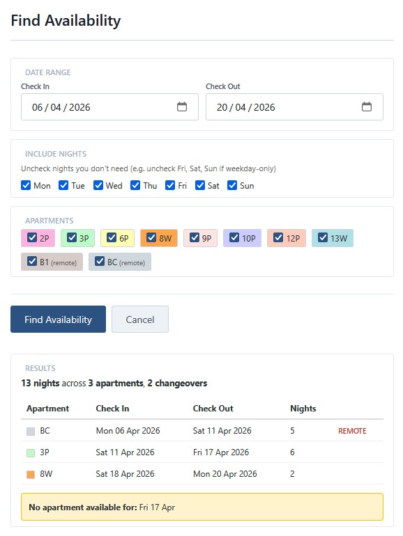 AirBnB Booking Calendar - Availability Planner